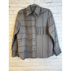 JNBY Fringe long sleeve Stripe button down shirt sz 155 S